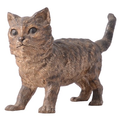 Lot 88 - A cold painted bronze inkwell in the form of a cat