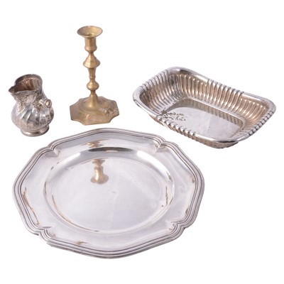 Lot 109 - A collection of Old Sheffield Plate and silver plate, two glass decanters, ceramics.