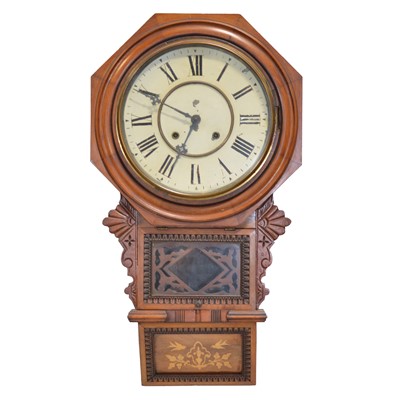 Lot 232 - American walnut wall clock, a Vienna clock