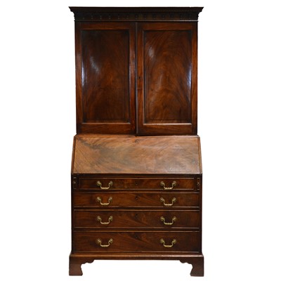 Lot 182 - George III mahogany bureau bookcase