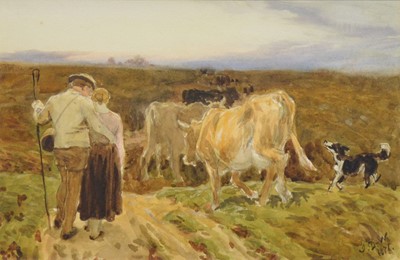 Lot 124 - John Dawson Watson, Farming couple with cattle