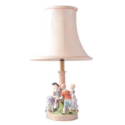 Lot 81 - Dresden porcelain figural table lamp