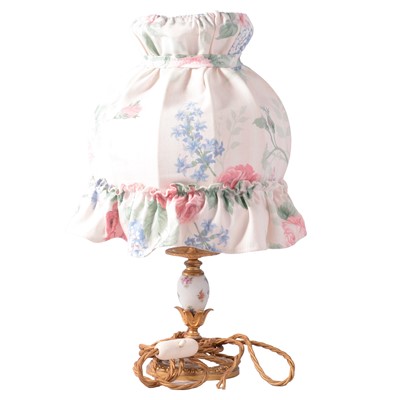 Lot 80 - 19th Century French gilt metal and porcelain candlestick lamp