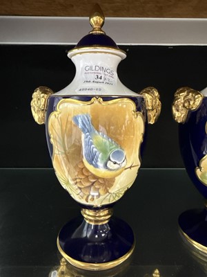 Lot 34 - Pair of Caverswall China covered vases