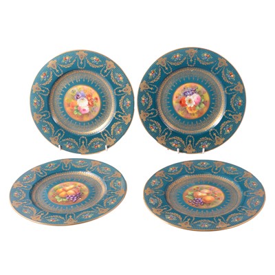 Lot 27 - Set of four George Jones painted dessert plates