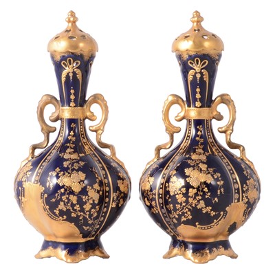 Lot 61 - Pair of covered vases by Limoges