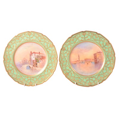 Lot 22 - Pair of Doulton Burslem cabinet plates by G H Evans