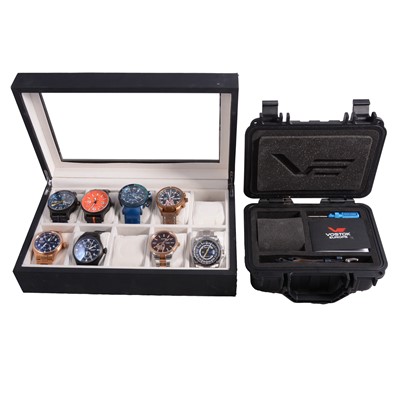 Lot 1036 - Eight gentlemen's automatic and quartz wristwatches, Vostok Europe, Panzera, Bulova.