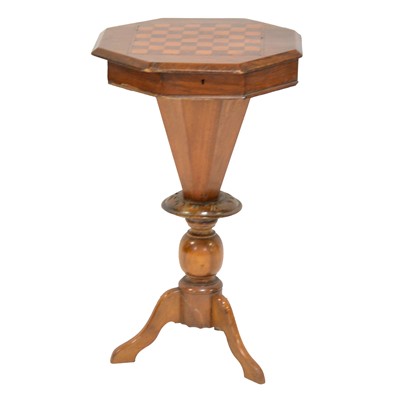 Lot 457 - Victorian walnut trumpet work table