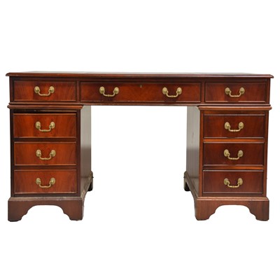 Lot 433 - Reproduction mahogany twin pedestal desk