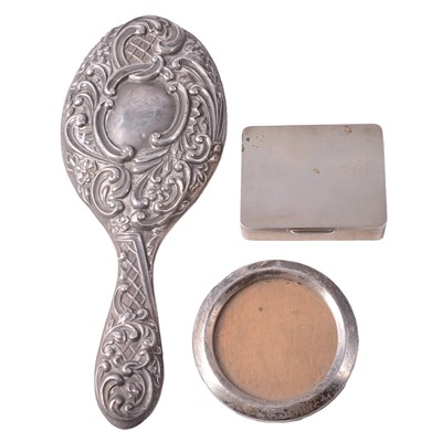 Lot 245 - Silver box, silver backed hand mirror and small photo frame