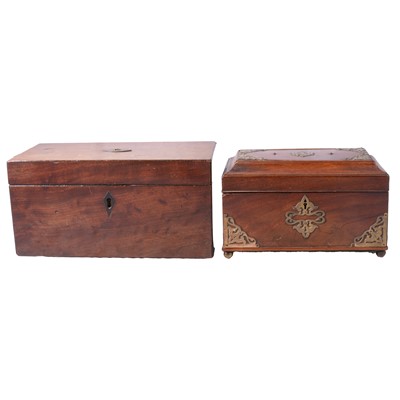 Lot 187 - Mahogany Chippendale pattern tea caddy, and another mahogany tea caddy