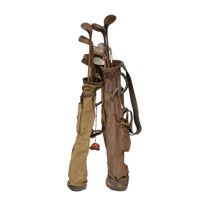 Lot 340 - Small collection of hickory shafted and other golf clubs