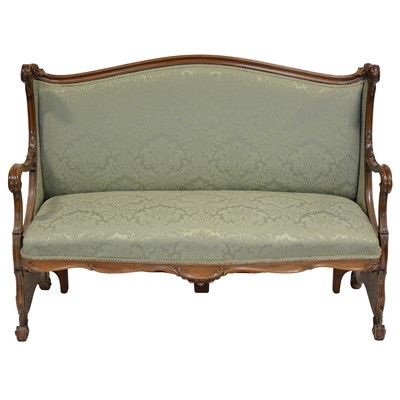 Lot 440 - Continental walnut sofa, probably French, late 19th century