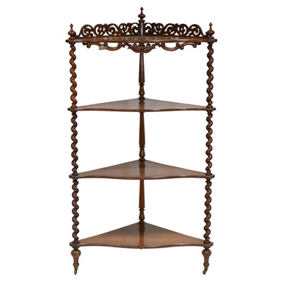 Lot 456 - Large Victorian rosewood corner whatnot