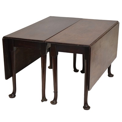 Lot 330 - Georgian mahogany drop leaf dining table, in two parts