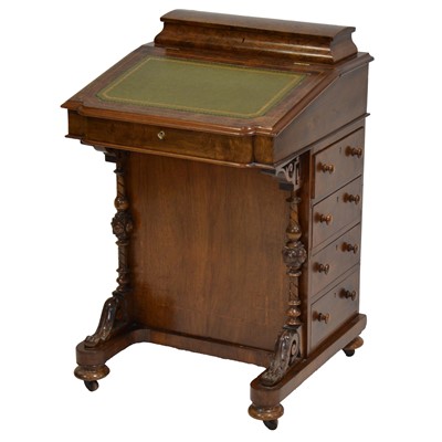 Lot 448 - Victorian figured walnut and inlaid Davenport
