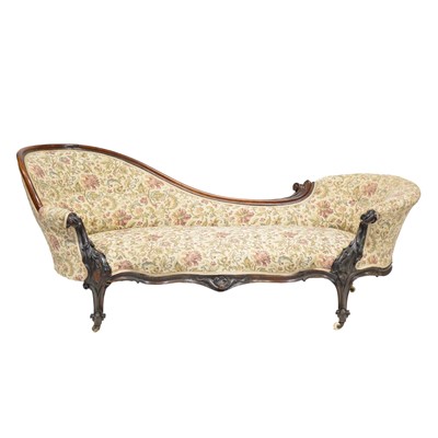 Lot 459 - Victorian walnut chaise-longue
