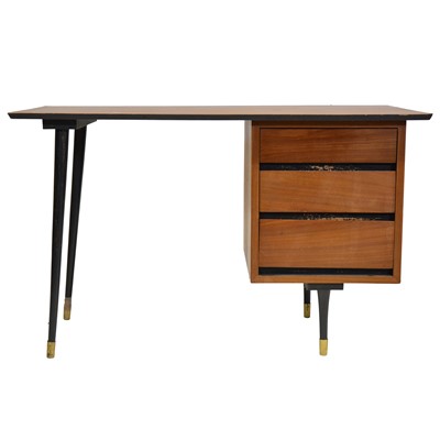 Lot 381 - Mid-century sapele single pedestal desk