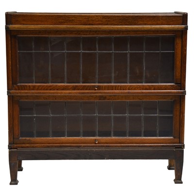 Lot 447 - Globe Wernicke type oak two-height sectional bookcase