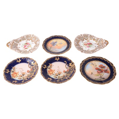 Lot 38 - Four Haviland Lioges dessert plates, and two shaped English dessert dishes