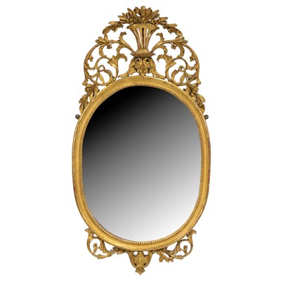 Lot 448 - Gitl gesso oval wall mirror, 19th Century