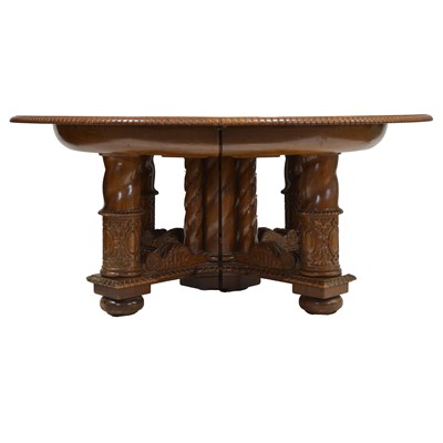 Lot 340 - Massive late Victorian oak extending dining table