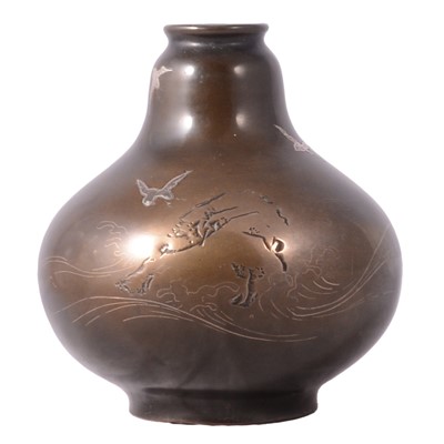 Lot 93 - Japanese mixed metal inlay vase