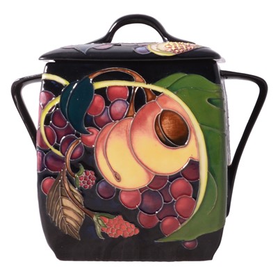 Lot 1 - Moorcorft Pottery, a "Queens' Choice" pattern biscuit barrel