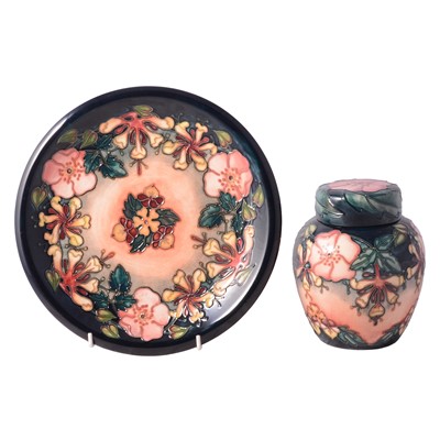 Lot 11 - Moorcroft Pottery, two pieces in the 'Oberon' pattern