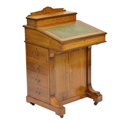 Lot 529 - Late Victorian rosewood and marquetry Davenport desk