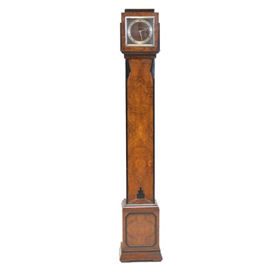 Lot 446 - Art Deco burr walnut and ebonised grandmother clock