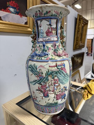 Lot 27 - Pair of Cantonese famille rose vases