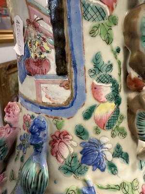 Lot 27 - Pair of Cantonese famille rose vases