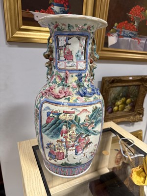 Lot 27 - Pair of Cantonese famille rose vases