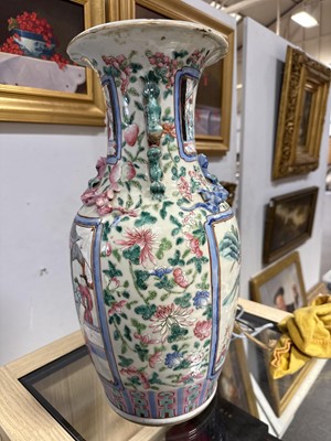 Lot 27 - Pair of Cantonese famille rose vases