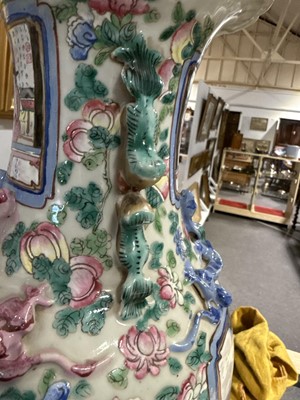 Lot 27 - Pair of Cantonese famille rose vases