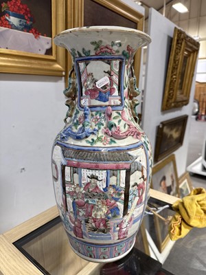 Lot 27 - Pair of Cantonese famille rose vases