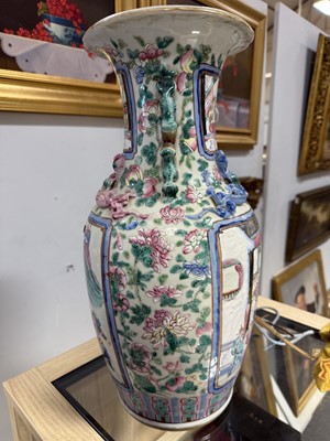 Lot 27 - Pair of Cantonese famille rose vases