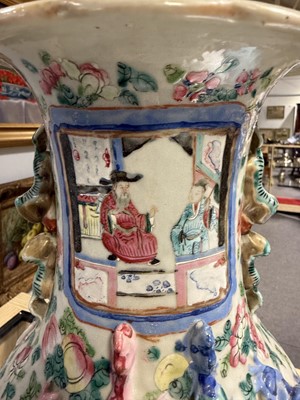 Lot 27 - Pair of Cantonese famille rose vases