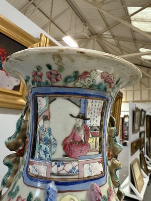 Lot 27 - Pair of Cantonese famille rose vases