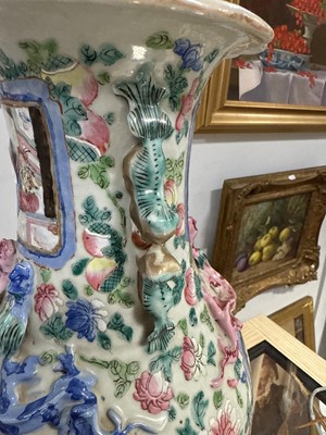 Lot 27 - Pair of Cantonese famille rose vases