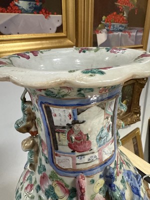 Lot 27 - Pair of Cantonese famille rose vases