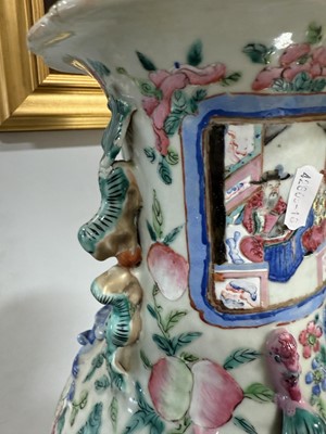 Lot 27 - Pair of Cantonese famille rose vases