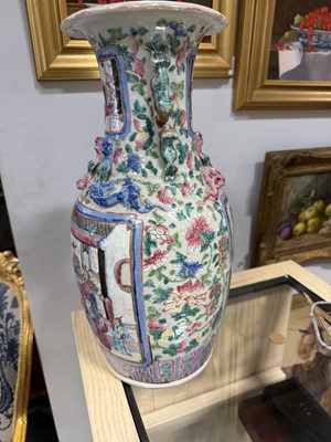 Lot 27 - Pair of Cantonese famille rose vases