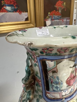 Lot 27 - Pair of Cantonese famille rose vases