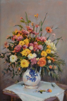 Lot 347 - David Hyde, Still life of a jug flowers