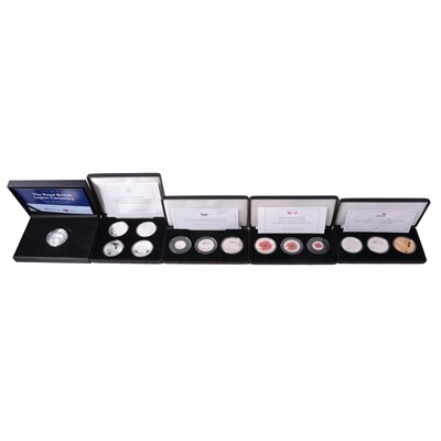 Lot 180 - Two Silver Proof Coin Collections, Silver Remembrance Poppy Coin, and two other coin sets.
