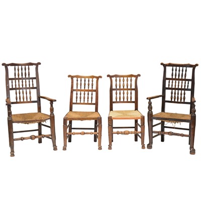 Lot 428 - Set of twelve spindle back dining chairs, 19th century