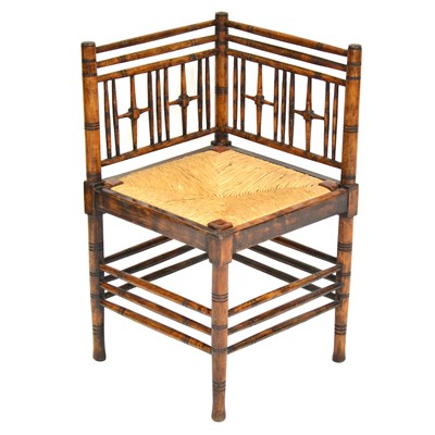 Lot 417 - An Aesthetic Movement Edwardian beech corner chair